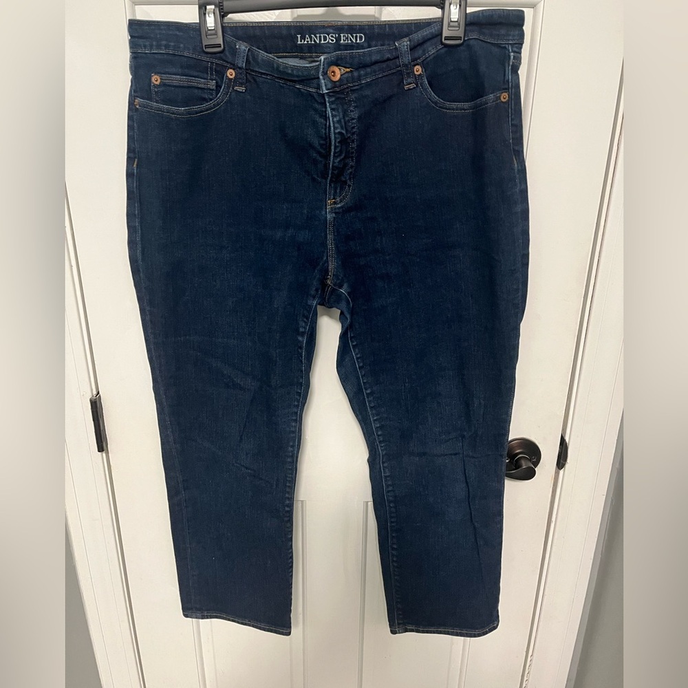 Lands' End Dark Blue mid rise crop jeans